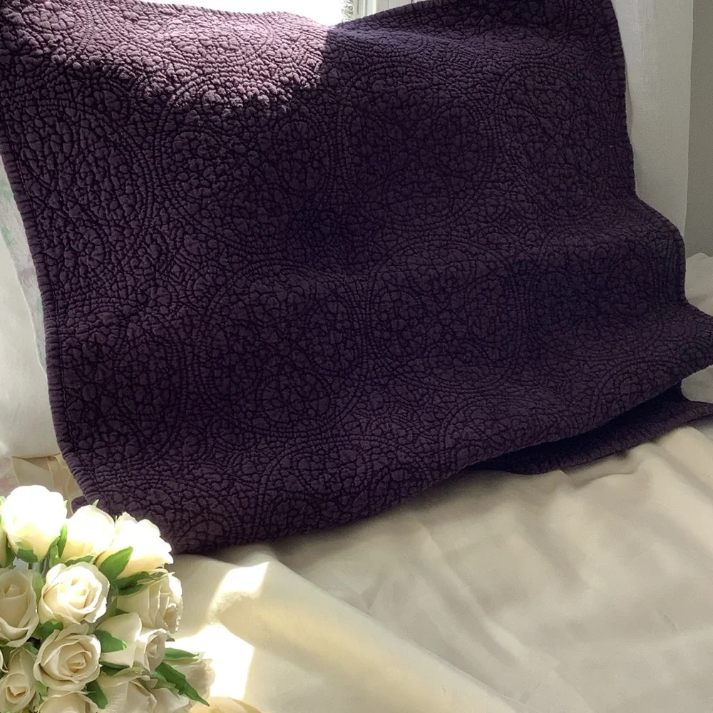 Restoration Hardware Quilted Pillow Sham Pair in Deep Purple